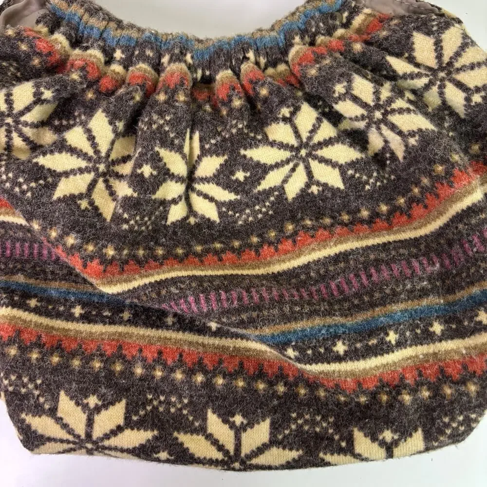 Mossimo Y2K Fair Isle Round Top Handle Purse Flannel Snowflake Winter Hobo Bag